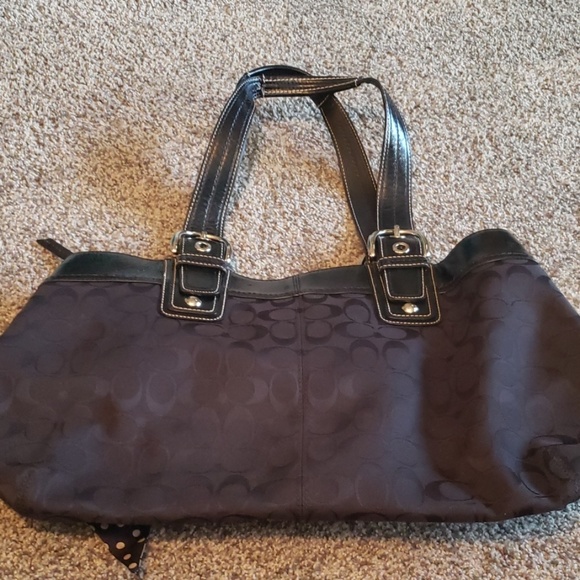 Black Coach bag with scarf - Picture 2 of 8